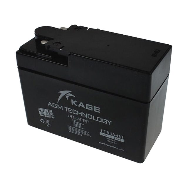Batterie moto YTR4A-BS au gel, vue de face avec ses deux bornes