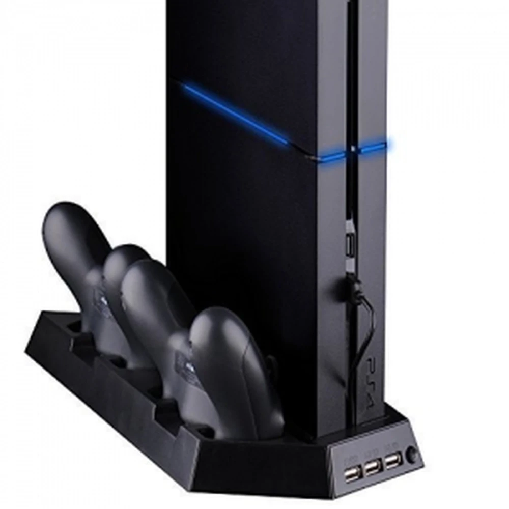 Support vertical PS4 4 en 1 avec ventilateur, hub USB et chargeur pour 2 manettes