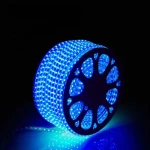 Detalle de tira LED RGB 220V SMD5050 con mando a distancia y protector IP65