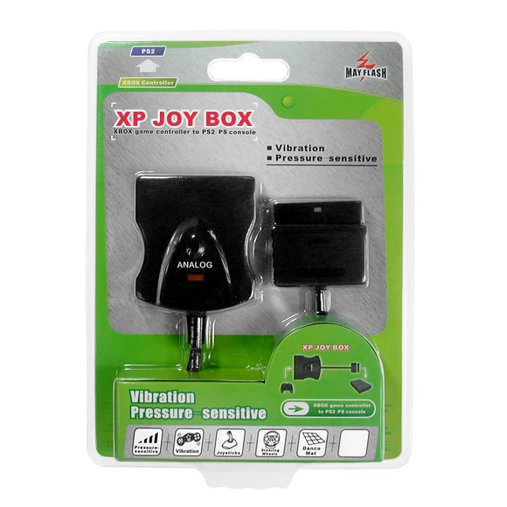 Detalle del adaptador Mayflash XP Joybox para mandos Xbox en PS2