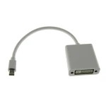Vista del adaptador Mini DisplayPort a DVI mostrando ambos conectores