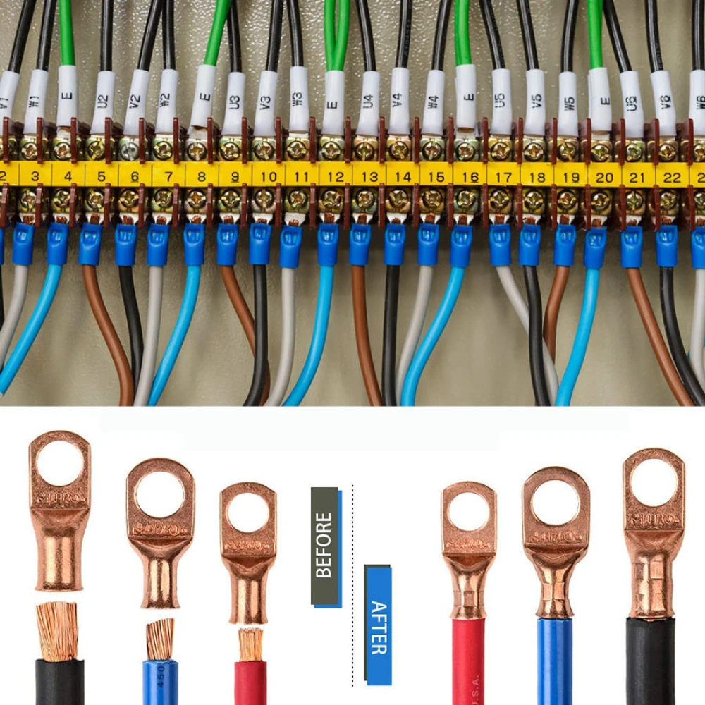 Pince à sertir 6-50mm² avec poignées antidérapantes et rotation réglable