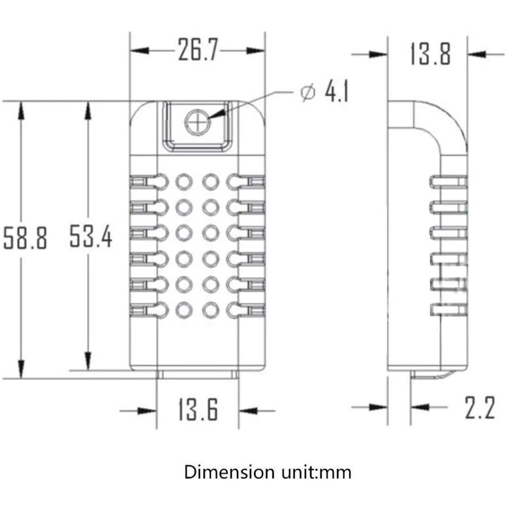 Vista del módulo AM2320B sensor temperatura y humedad AM2301 SHT21