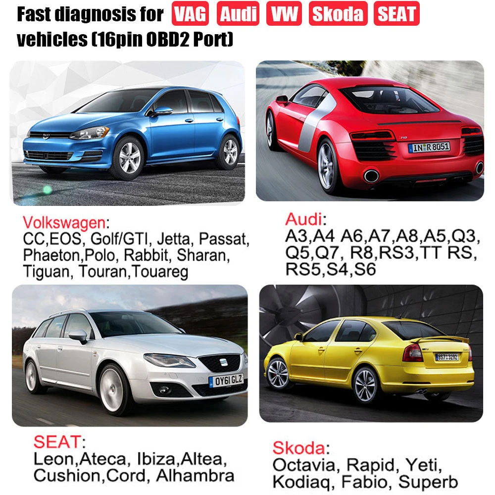 Ancel VD500 OBD2 pour VW, Audi, Seat et Skoda - Lecteur de codes