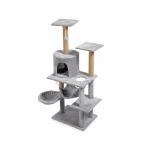 Arbre à chat 125 cm avec hamac, niche et poteaux en sisal