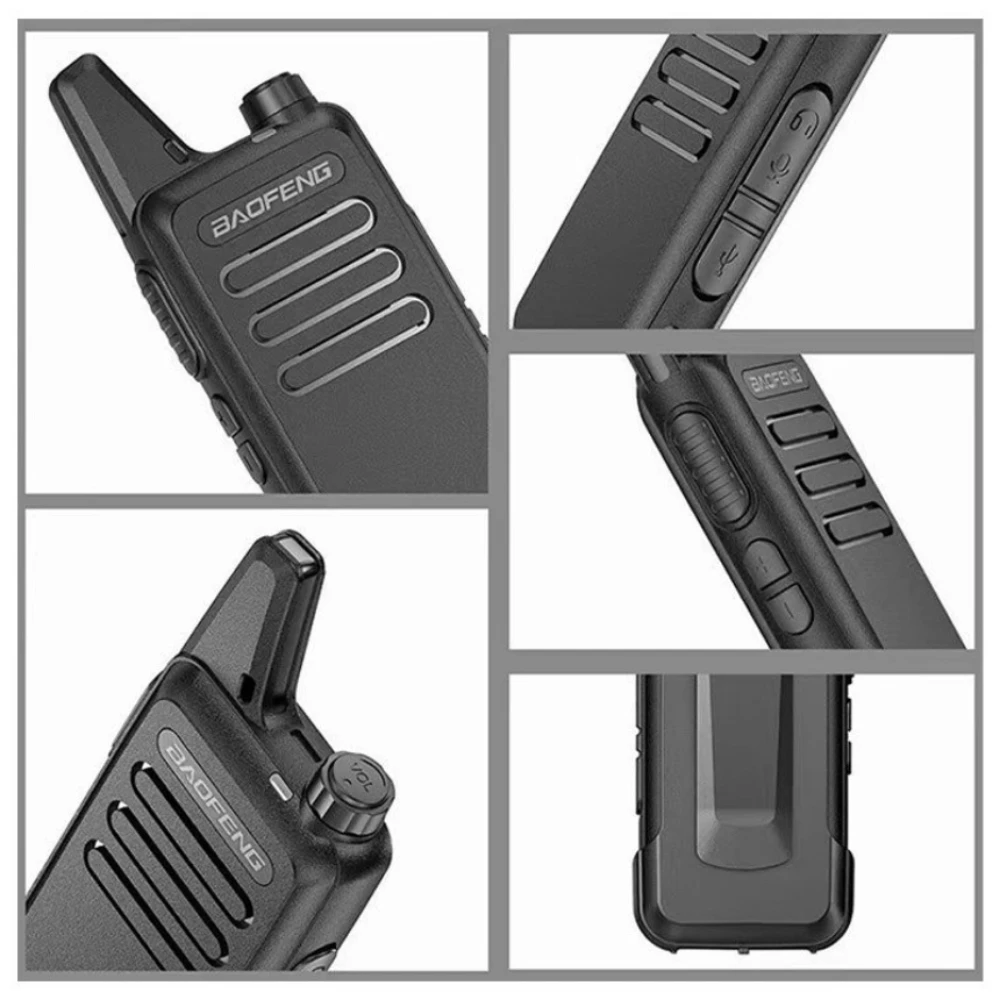 Detalle del puerto de carga USB mini del Baofeng Walkie Talkie T20