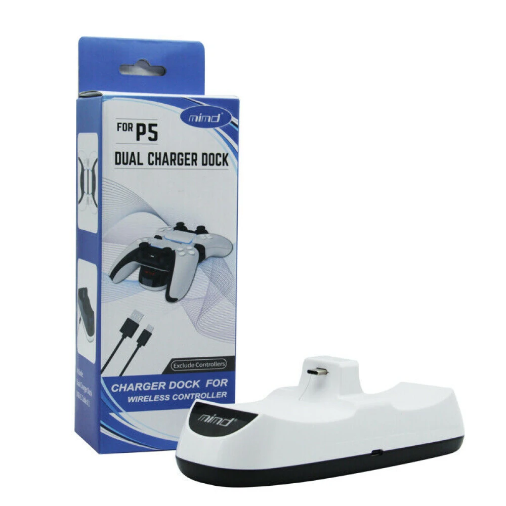 Soporte y base de carga doble para mandos PlayStation 5 DualSense blanco