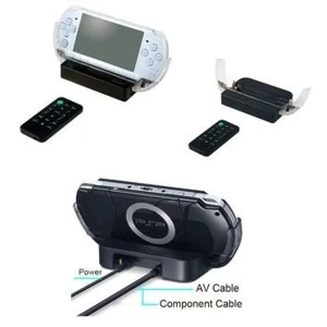 Base multimédia avec télécommande pour PSP 2000/3000 compatible TV