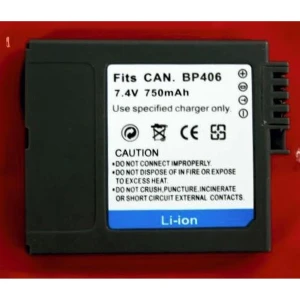 Batterie compatible Canon BP-406/407 pour caméras numériques et caméscopes