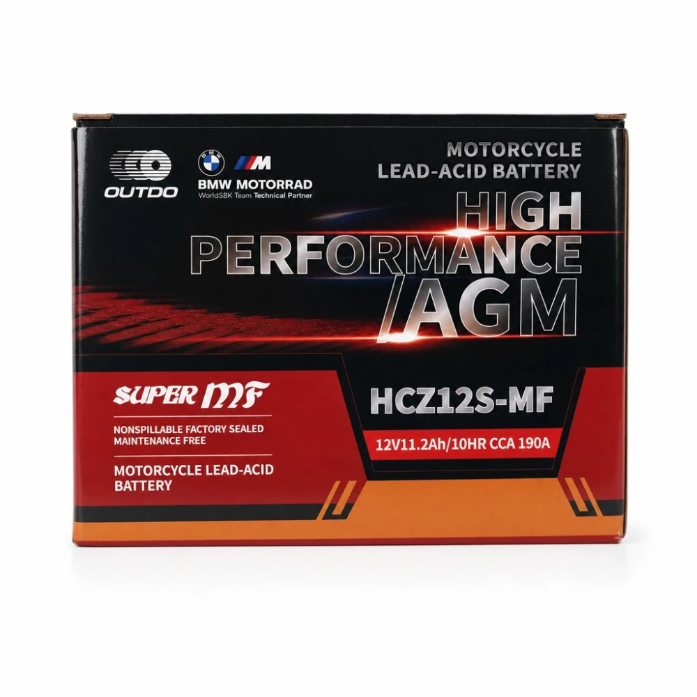 Batterie Moto AGM 12V 11.2Ah OUTDO HCZ12S-MF - Compatible Yuasa YTZ12S(-BS) / GTZ12S / ETZ12S