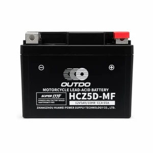 OUTDO Batterie Moto AGM 12V 5Ah OUTDO HCZ5D-MF - Compatible Yuasa YTZ7S-BS / GTZ7S / ETZ5L-BS
