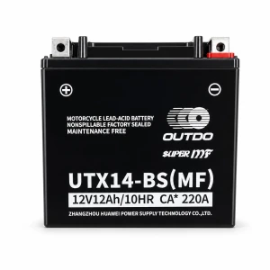 OUTDO Batterie Moto AGM 12V 12Ah OUTDO UTX14-BS(MF) - Compatible Yuasa YTX14-BS / GTX14-BS / ETX14-BS