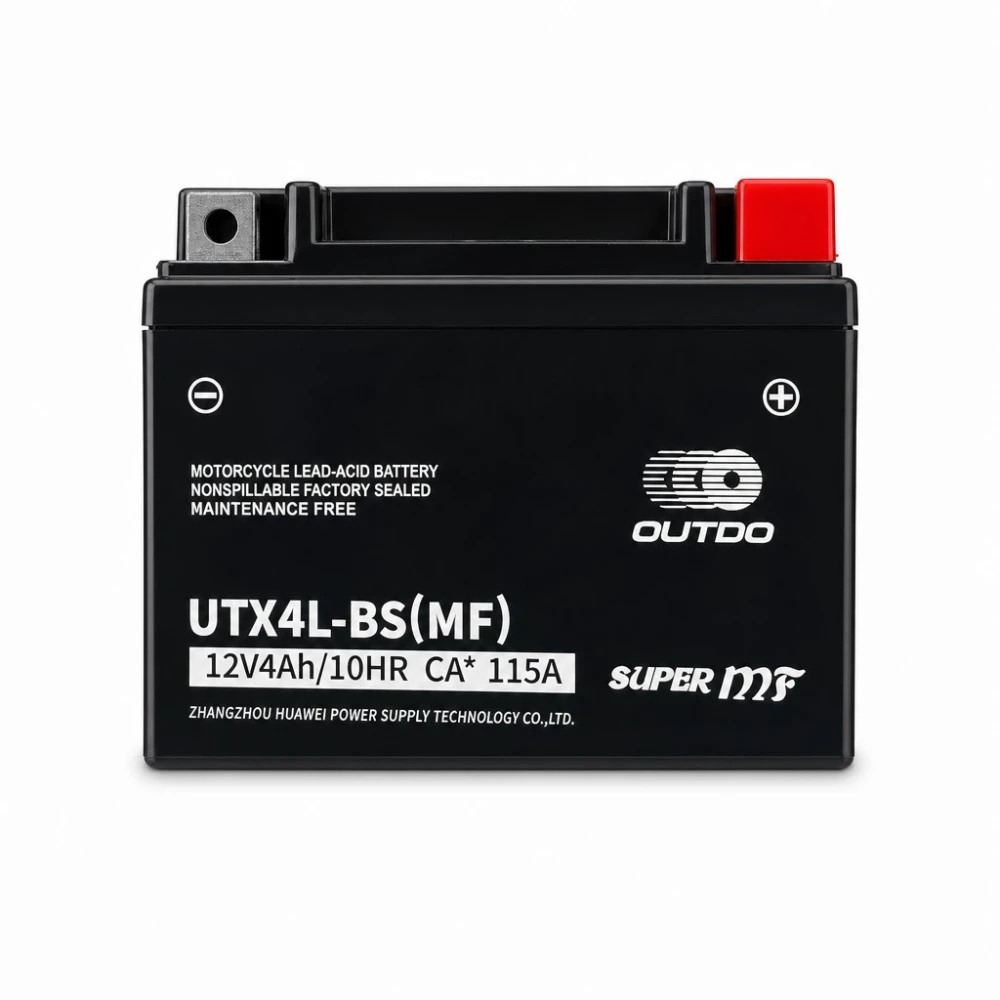 Batterie Moto AGM 12V 4Ah OUTDO UTX4L-BS(MF) - Compatible Yuasa YTX4L-BS / GTX4L-BS / ETX4L-BS