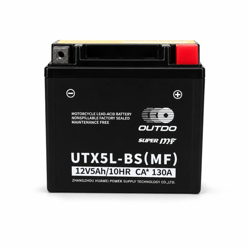 Batterie Moto AGM 12V 5Ah OUTDO UTX5L-BS(MF) - Compatible Yuasa YTX5L-BS / GTX5L-BS / ETX5L-BS