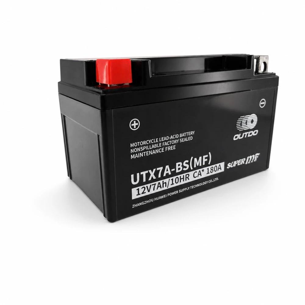 Batterie Moto AGM 12V 7Ah OUTDO UTX7A-BS(MF) - Compatible Yuasa YTX7A-BS / GTX7A-BS / ETX7A-BS