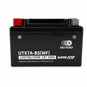 OUTDO Batterie Moto AGM 12V 7Ah OUTDO UTX7A-BS(MF) - Compatible Yuasa YTX7A-BS / GTX7A-BS / ETX7A-BS