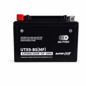 OUTDO Batterie Moto AGM 12V 9Ah OUTDO UTX9-BS(MF) - Compatible Yuasa YTX9-BS / GTX9-BS / ETX9-BS