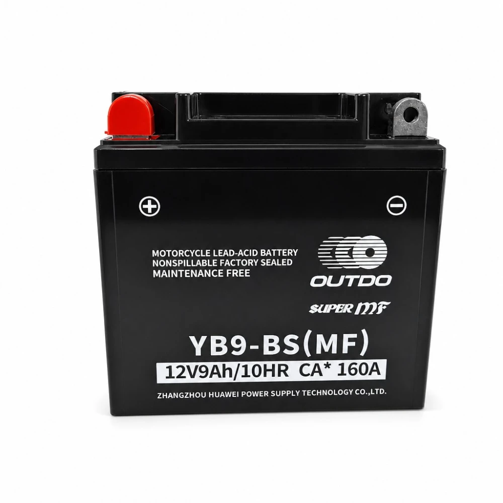 Batterie Moto AGM 12V 9Ah OUTDO YB9-BS(MF) - Compatible Yuasa YB9-B / GS GM9Z-3B-1 / GS YB9-B / 12N9-4B-1 (flooded)