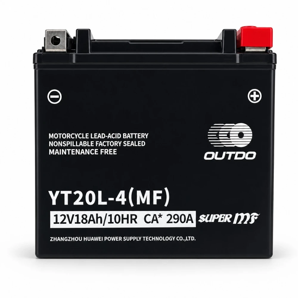 Batterie Moto AGM 12V 18Ah OUTDO YT20L-4(MF) - Compatible Yuasa YTX20L-BS / GTX20L-BS / ETX20L-BS / Y50-N18L-A