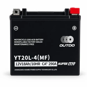 satkit Batterie Moto AGM 12V 18Ah OUTDO YT20L-4(MF) - Compatible Yuasa YTX20L-BS / GTX20L-BS / ETX20L-BS / Y50-N18L-A
