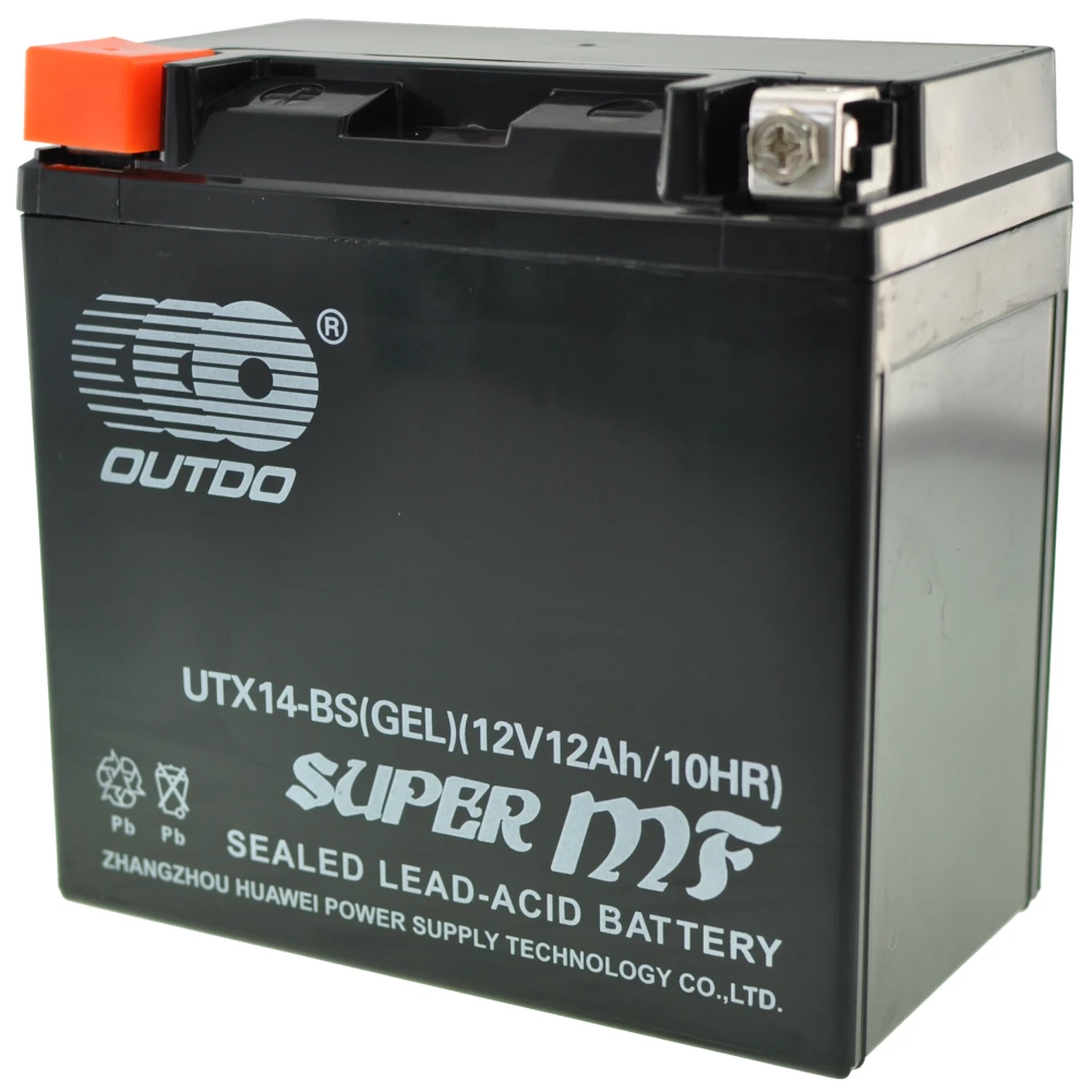 Bateria Moto YTX14-BS Gel Bateria de Gel OUTDO vista lateral