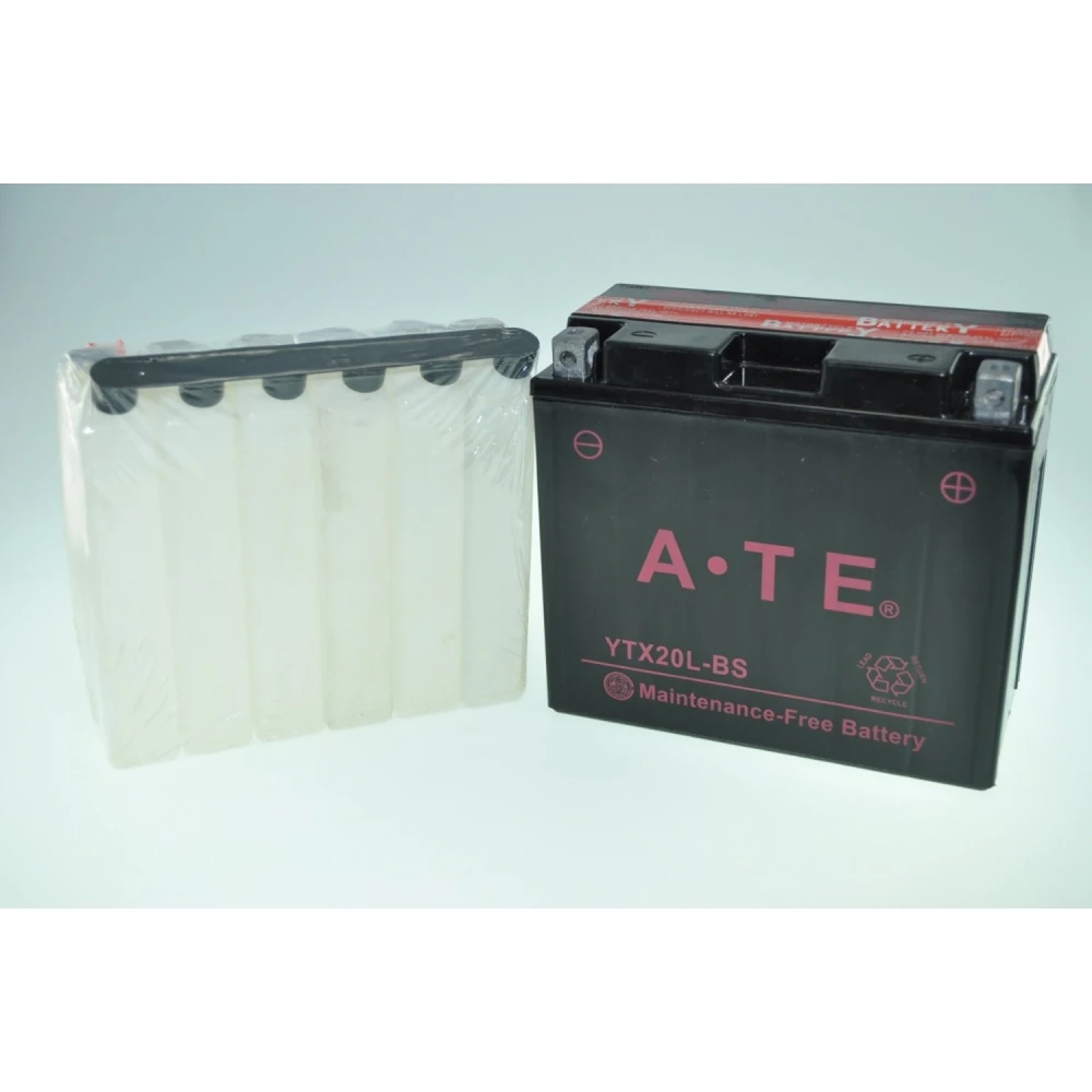 Bateria Moto YTX20L-BS vista lateral con bornes positivos a la derecha