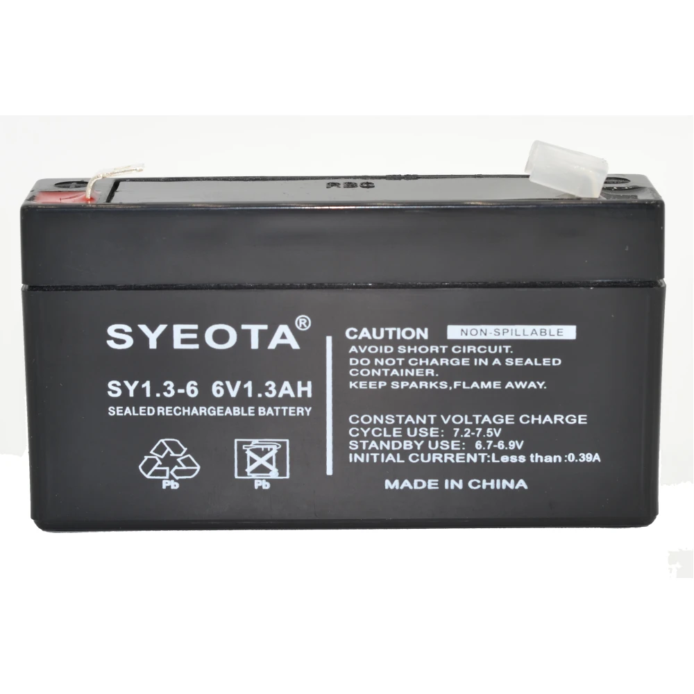 Batterie plomb rechargeable 6V 1.3Ah pour alarmes intrusion et incendie SY6V1.3