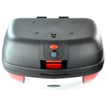Top case moto 46 litres universel argent - pour 2 casques avec serrure