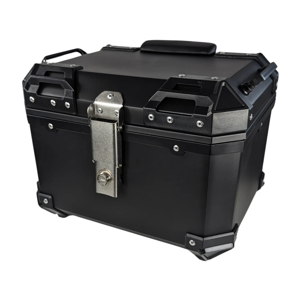 Top case moto universel 36L avec dossier lombaire et coffre carré en ABS noir