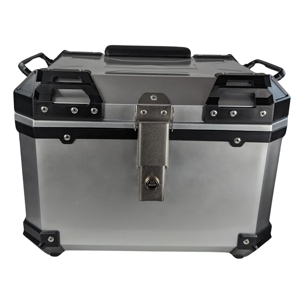 Top case moto universel 45L argent - valise carrée pour 1 casque