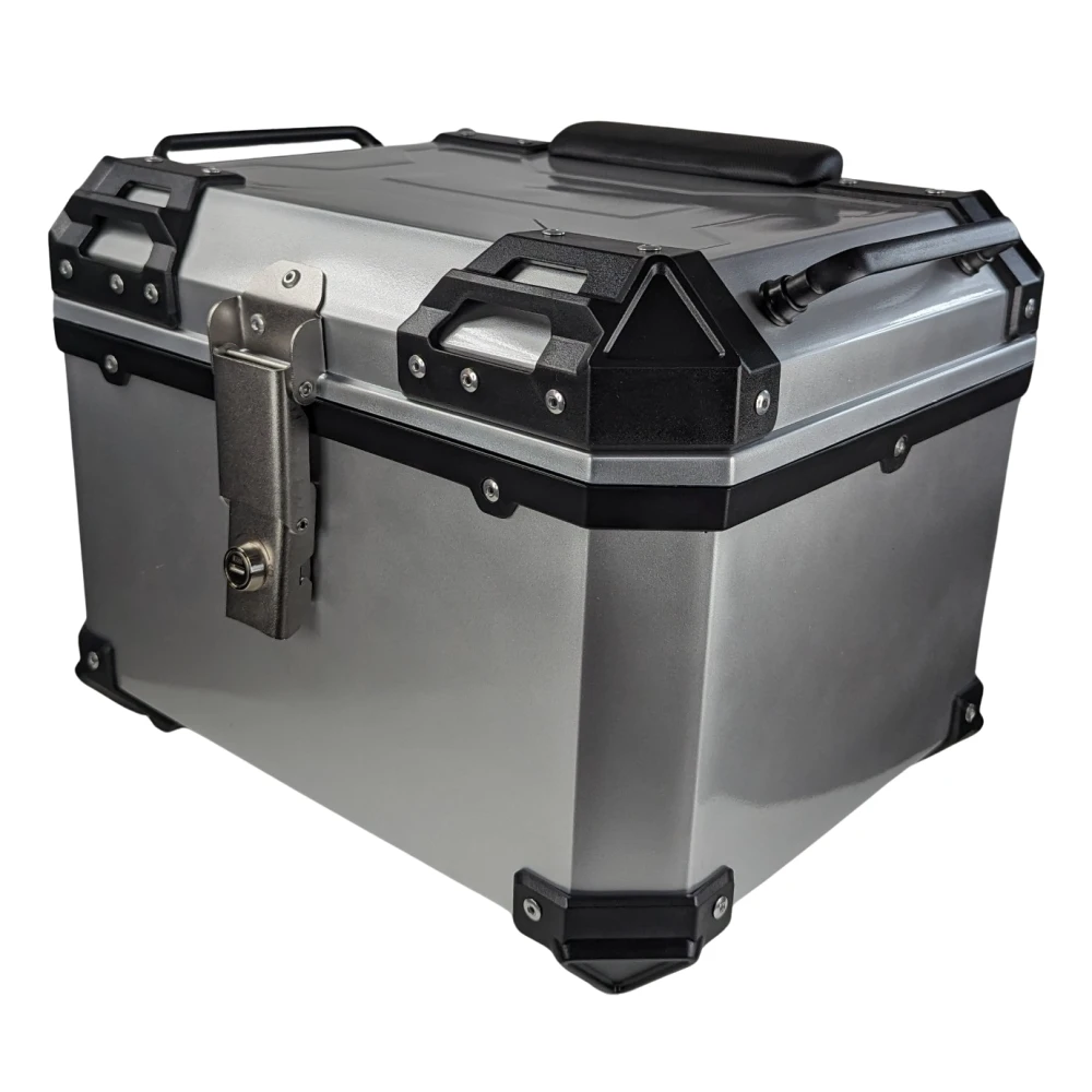 Top case moto universel 45L argent - valise carrée pour 1 casque