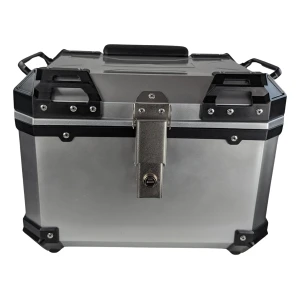 Top case moto universel 45L argent - valise carrée pour 1 casque