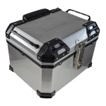 Top case moto universel 45L argent - valise carrée pour 1 casque