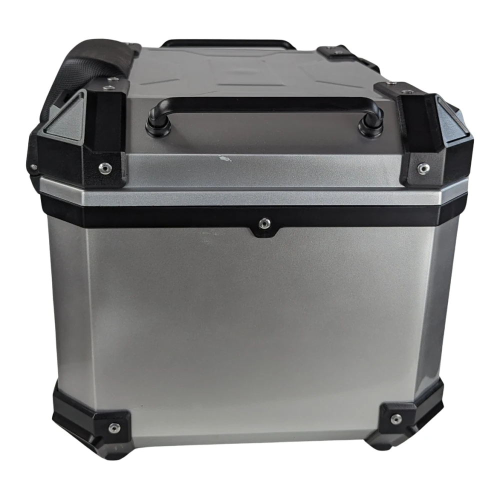 Top case moto universel 45L argent - valise carrée pour 1 casque
