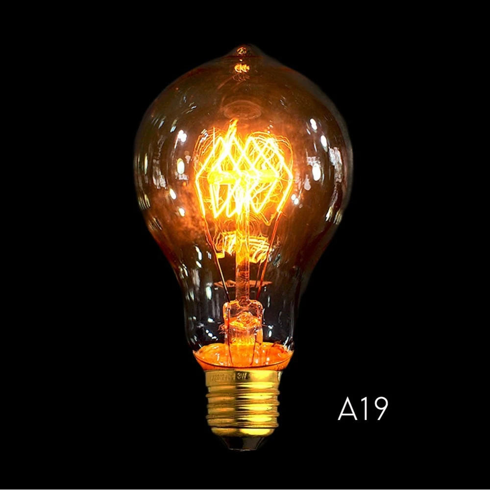 Ampoule filament Edison vintage E27 40W A19b spirale pour déco industrielle