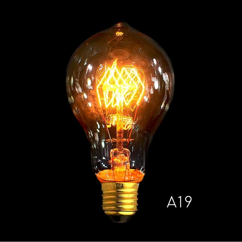 Ampoule filament Edison vintage E27 40W A19b spirale pour déco industrielle