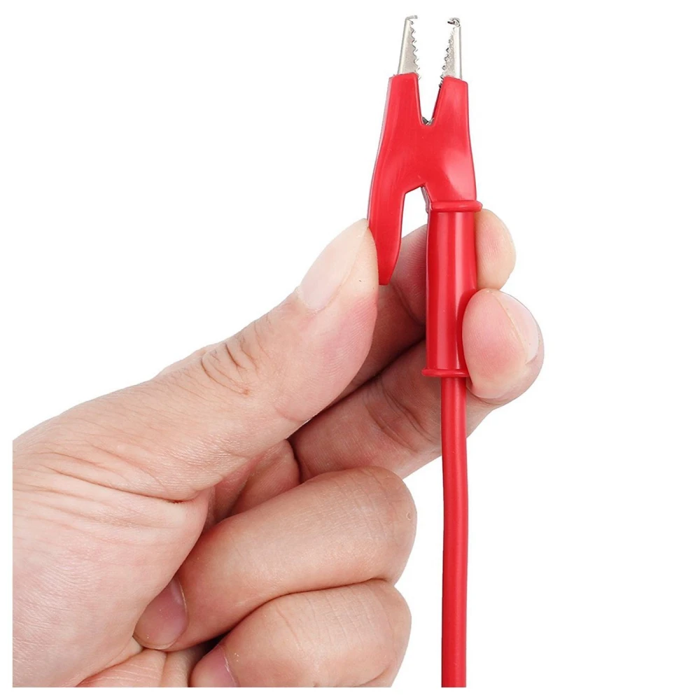 Paquete con dos cables bananas a pinzas de cocodrilo rojo y negro