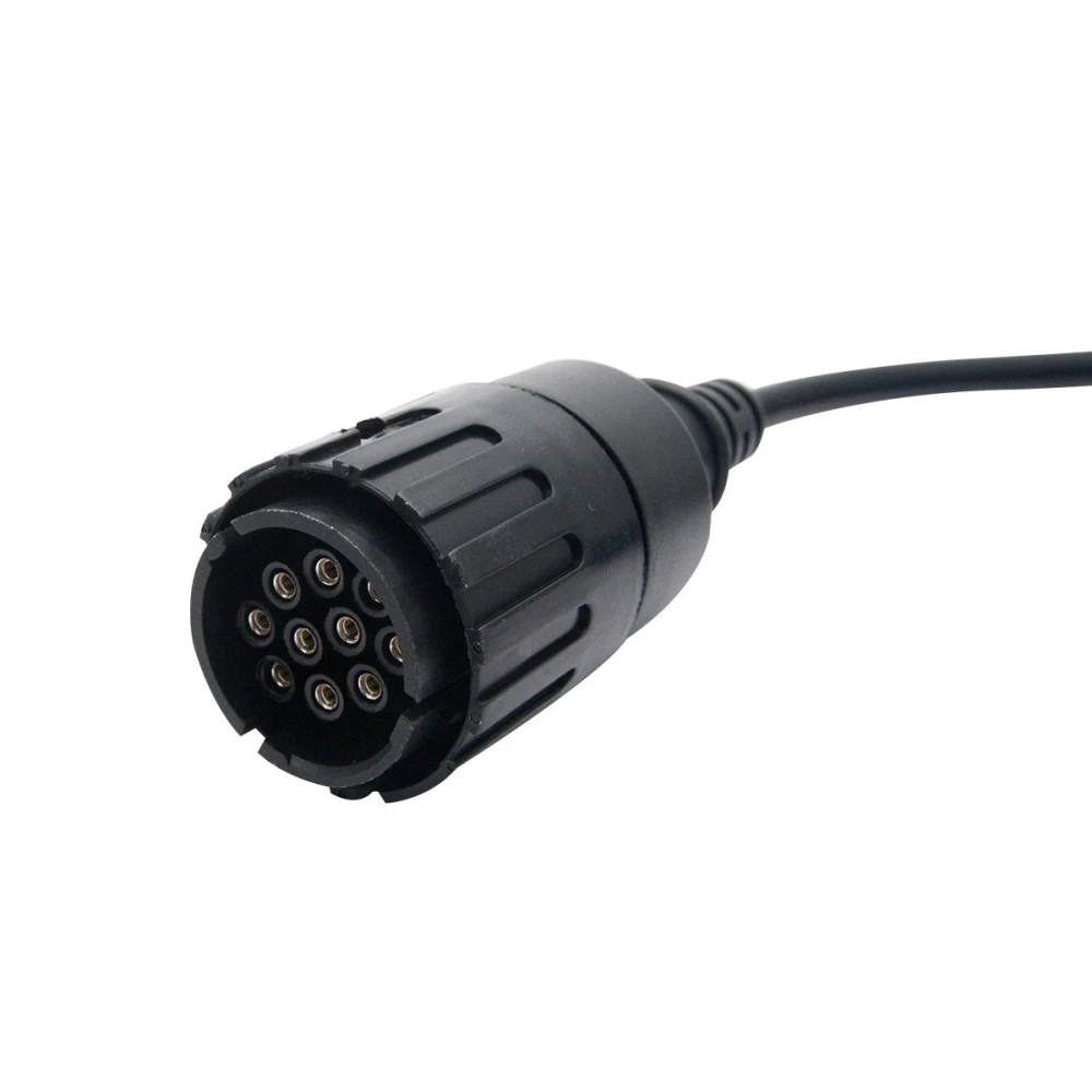 Vista del cable OBD2 para motos BMW con adaptador Bluetooth