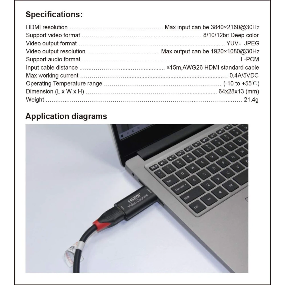 Carte de capture vidéo HDMI USB 1080P pour streaming, jeux et visioconférence