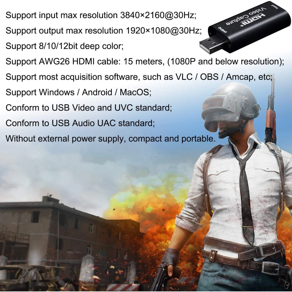 Carte de capture vidéo HDMI USB 1080P pour streaming, jeux et visioconférence