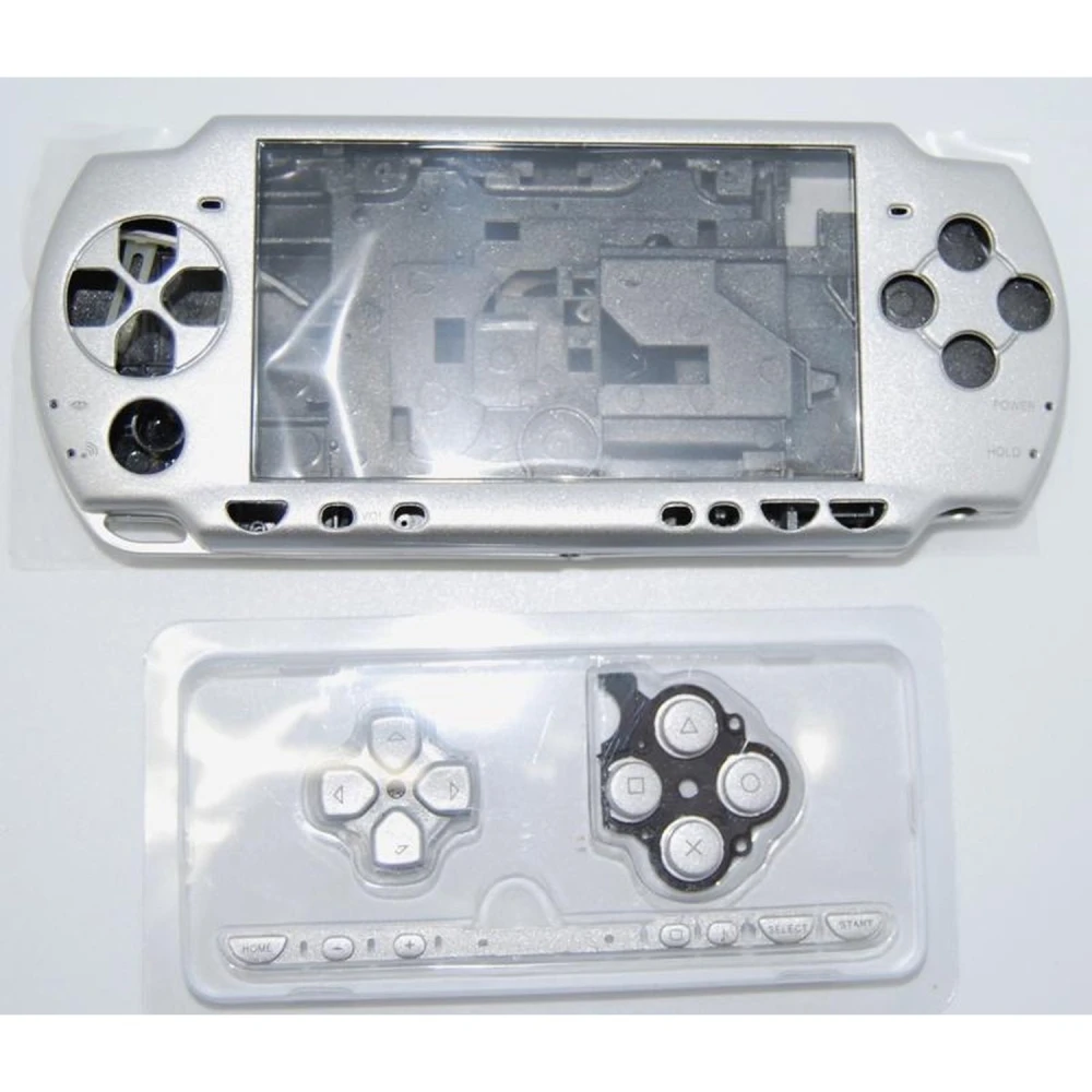 Coque complète PSP 2000 slim argent avec boutons pour réparation