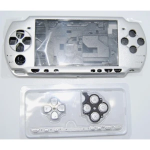 Coque complète PSP 2000 slim argent avec boutons pour réparation