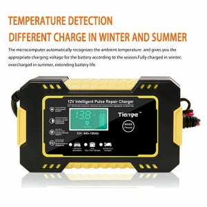 TSX TOOL Chargeur intelligent de batterie 12V 6A pour moto et voiture avec écran LCD numérique