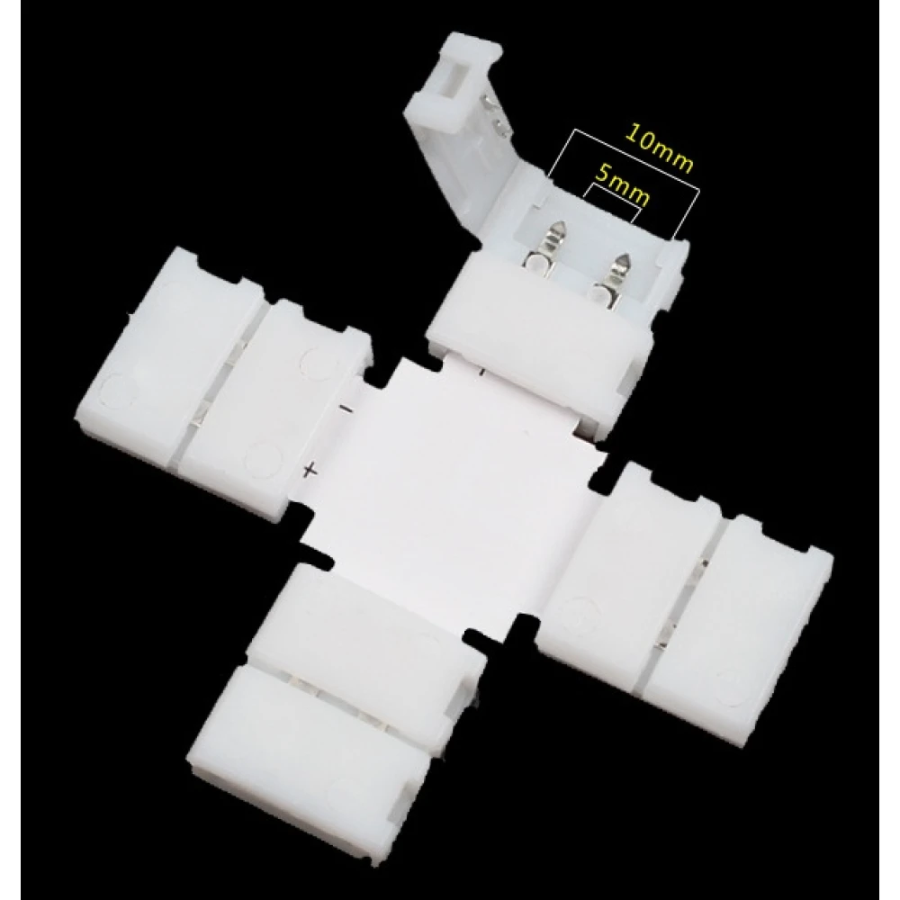 Connecteurs clip LED en X 10mm 2 broches 5050 RGB pour rubans LED