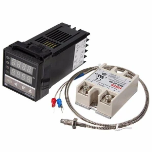 Régulateur de température numérique Rex C100 avec SSR 40A et sonde K thermocouple 0-400º