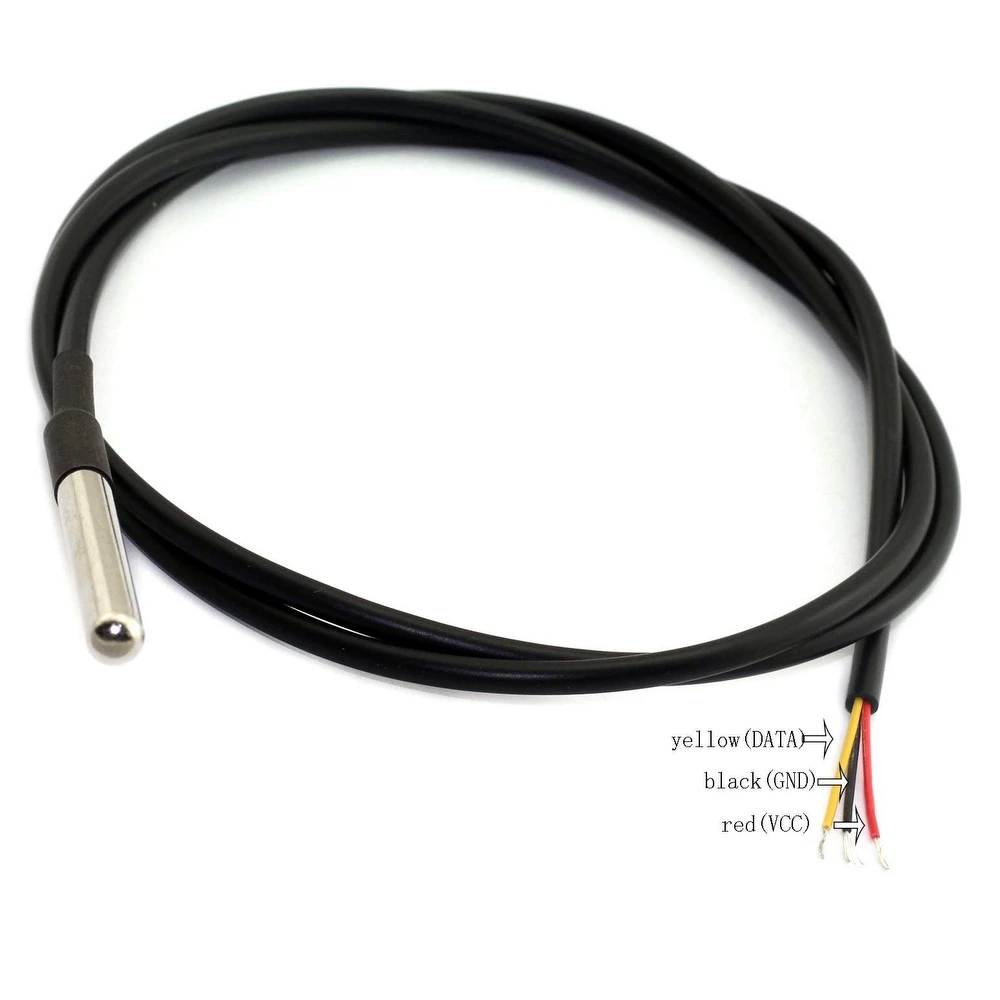 Sensor DS18B20 impermeable con cable de 1 metro para proyectos electrónicos