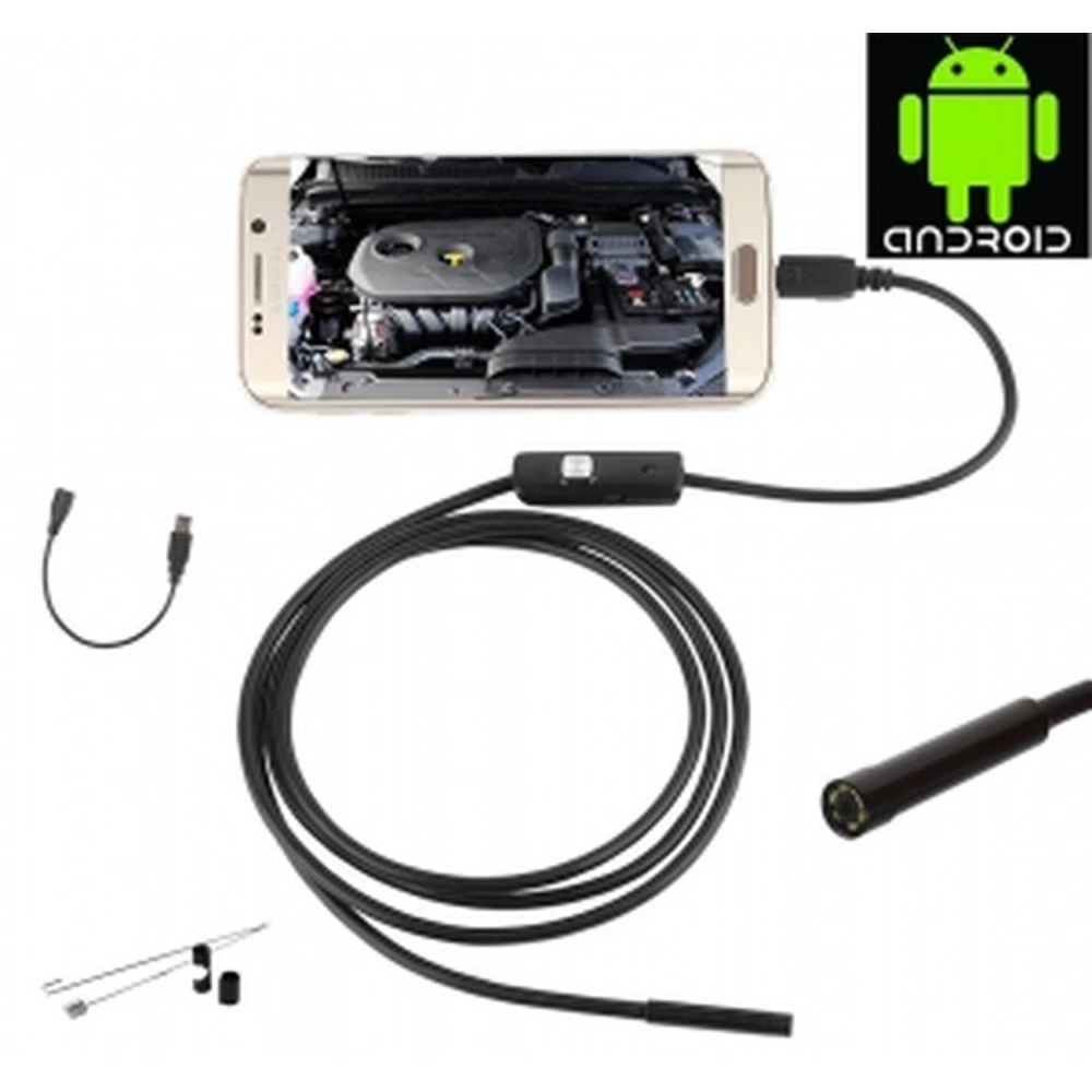 Endoscope USB Android 1 m avec lentille 5,5 mm et LED réglable