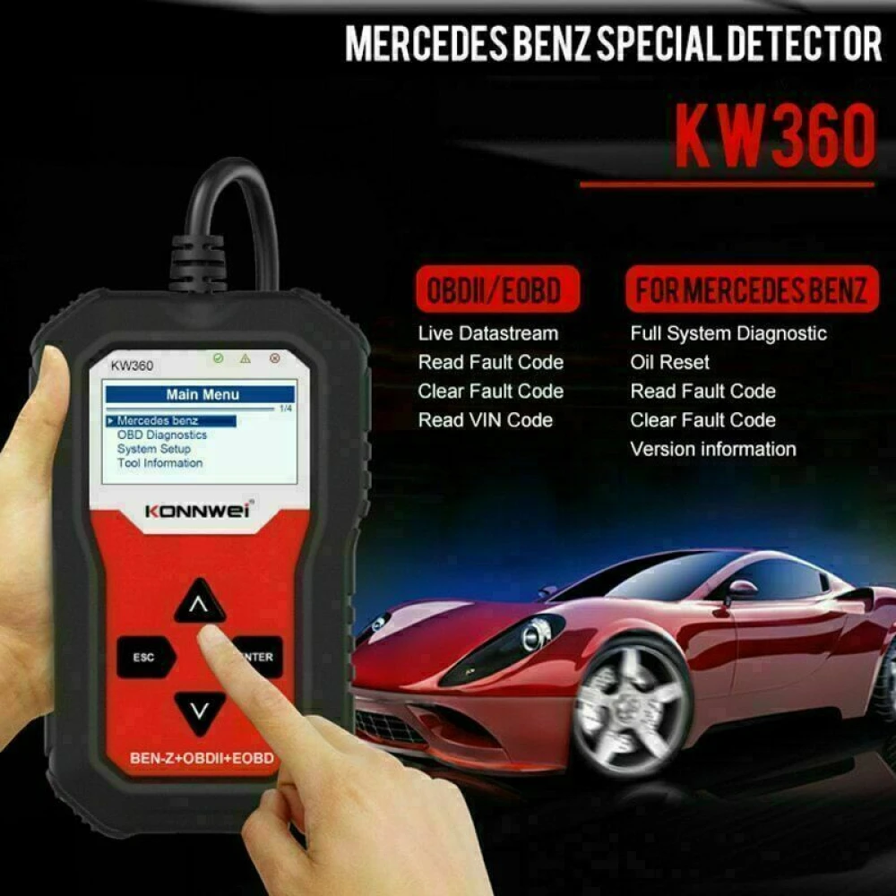 Scanner diagnostic Mercedes Benz Konnwei KW360 12V complet
