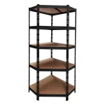 Étagère d’angle métallique noire 180x75x40 cm avec 5 étagères réglables