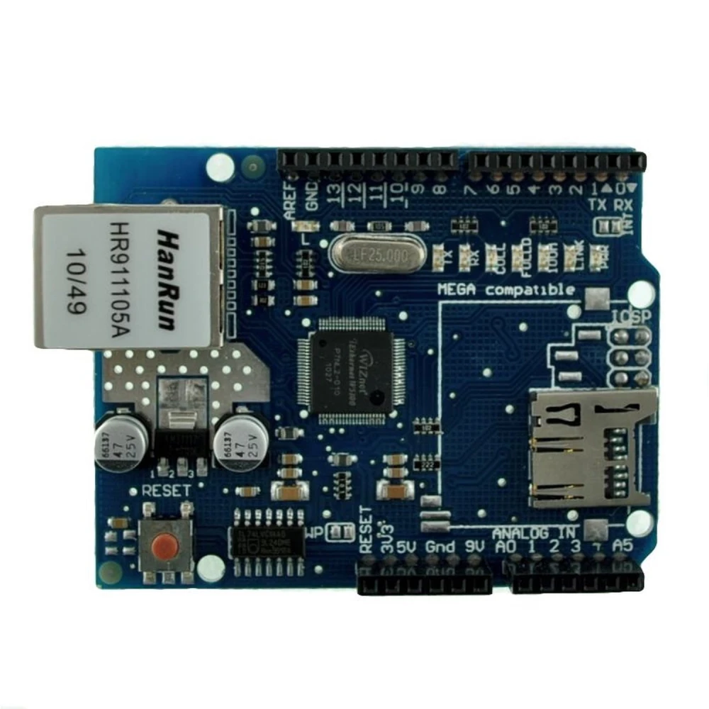 Ethernet Shield W5100 compatible Arduino pour projets Arduino UNO et MEGA